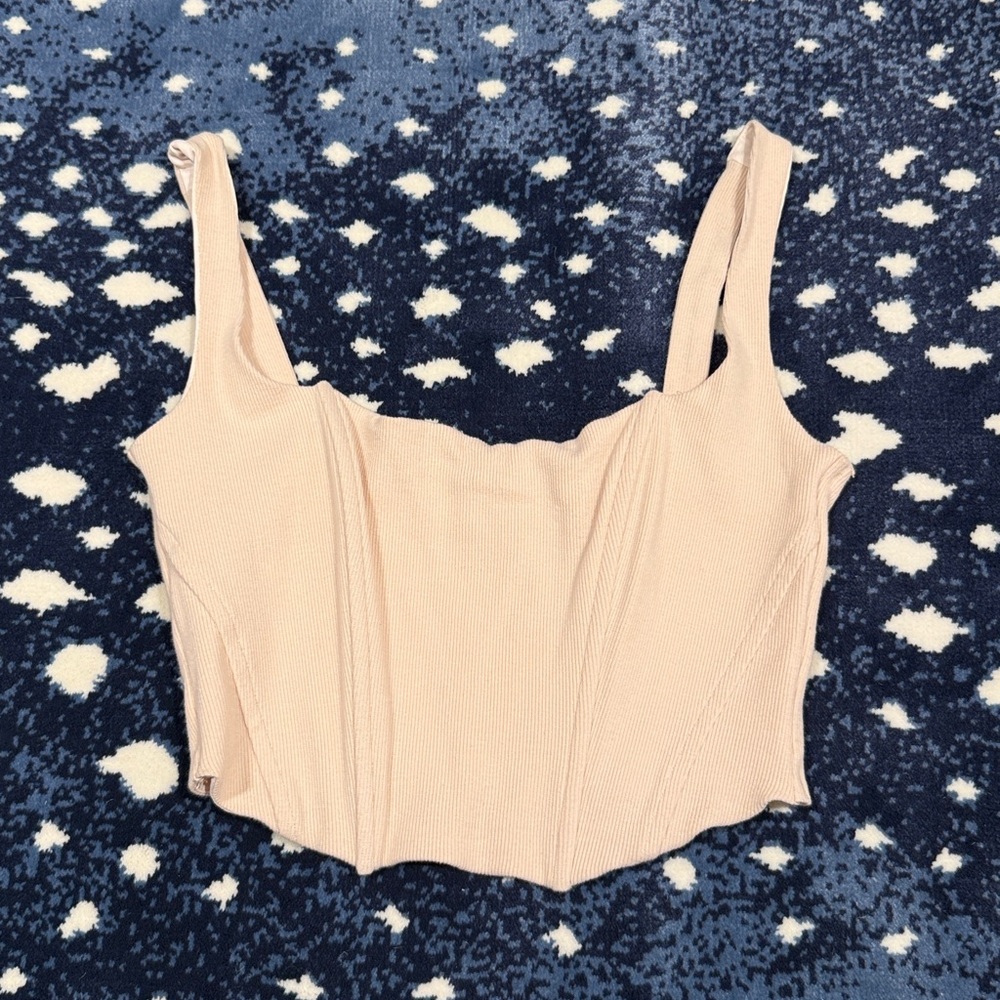 Beige Botany Cream Ribbed Top. Size S